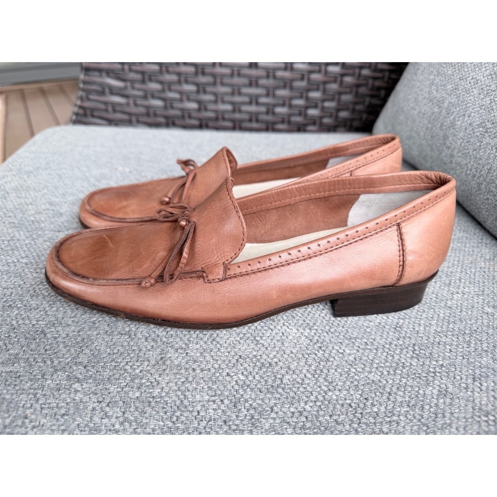 Sesto Meucci Leather Loafers Women 5.5 Tan Good Tassel Made in Italy Brogue